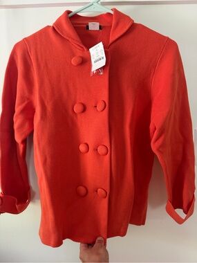 J. Crew women’s Double-Breasted orange cropped Pea Coat. Medium. NWT